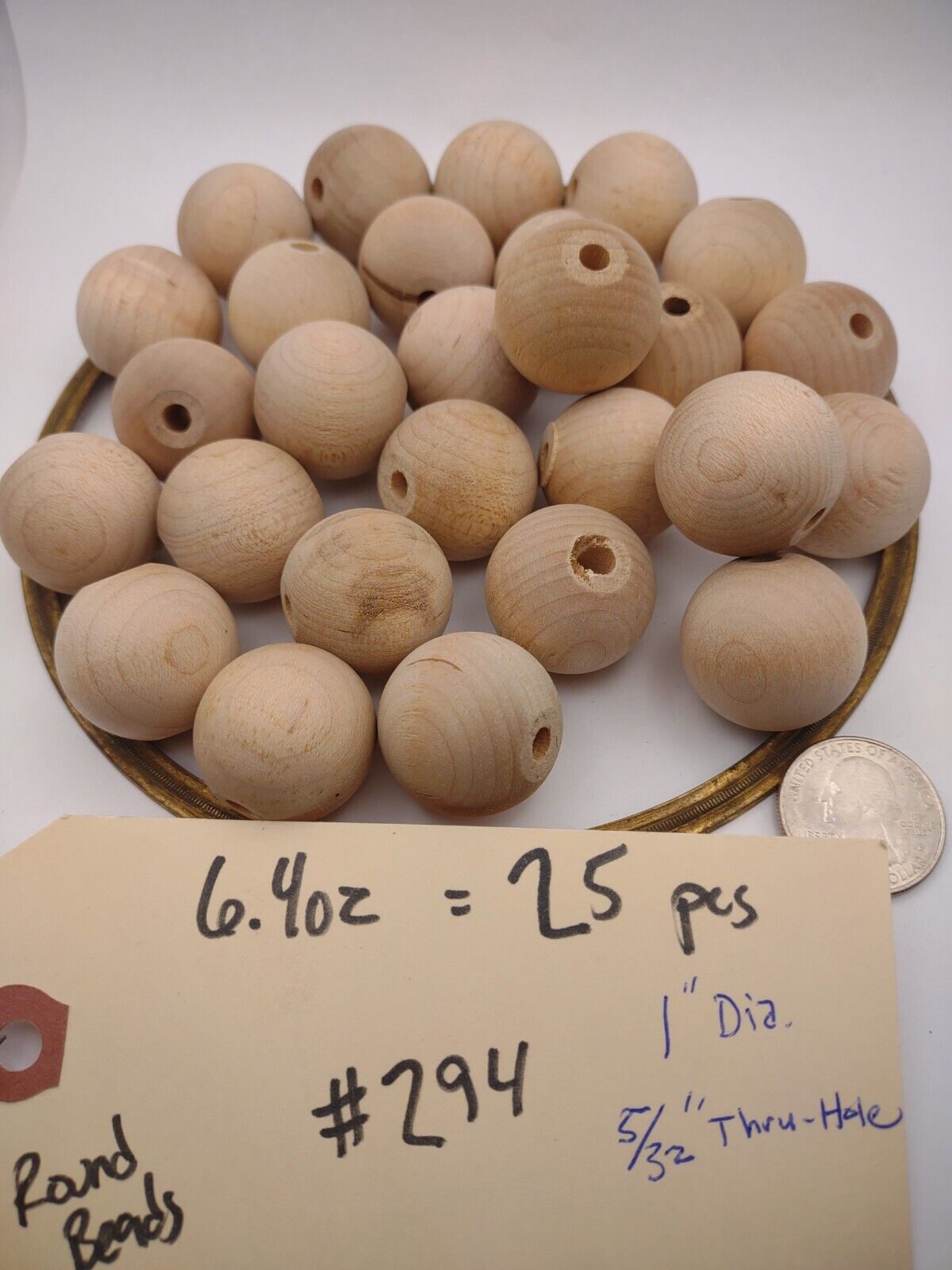 1" Dia 5/32" hole Unfinished Wood Round Ball Beads 25pc Packs Lot #WB03