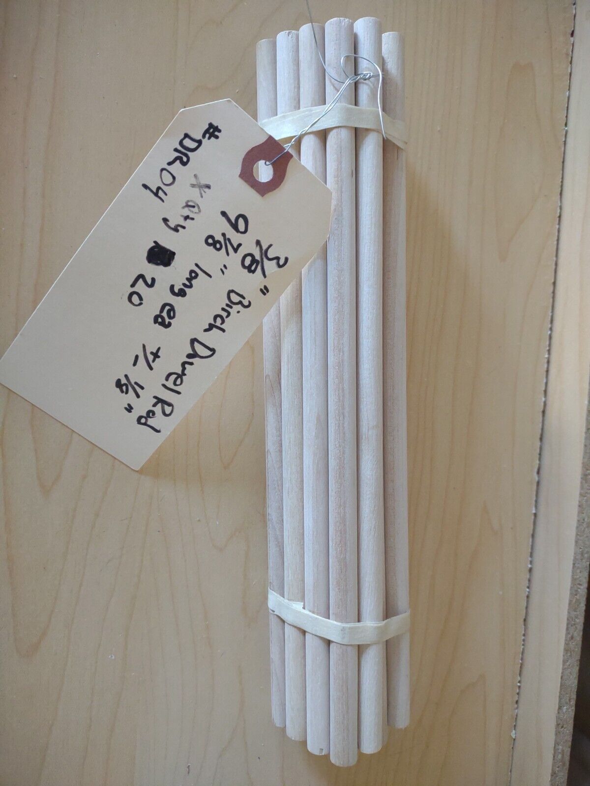 3/8" x 9-7/8" BIRCH Unfinished Wood Dowel Rods 20pc Packs Lot #DR04