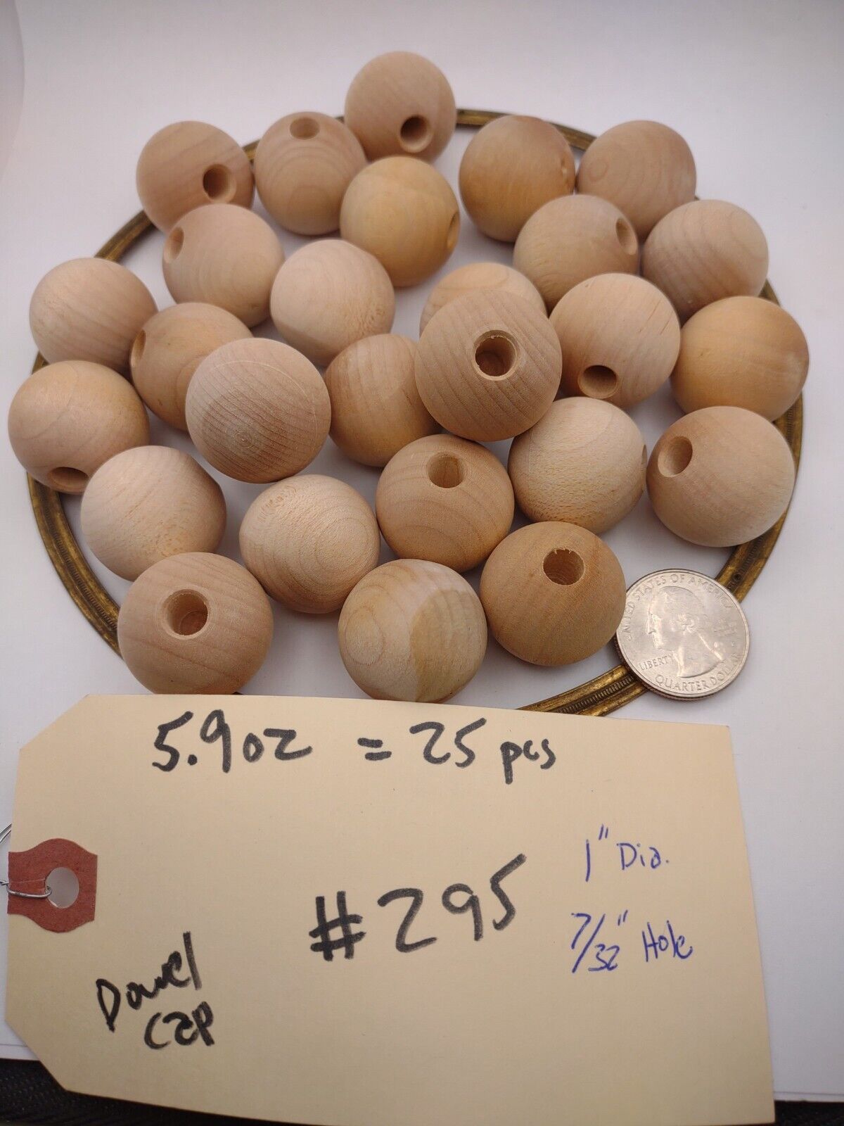 1" Dia. 7/32" hole Unfinished Wood Round Ball Dowel Cap 25pc Packs Lot #DC04