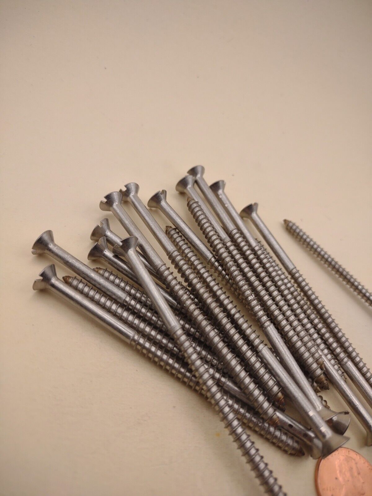 #8 x 3" 18-8 Stainless Flat Head Slotted Marine Wood Screws (20) pack SSWS15