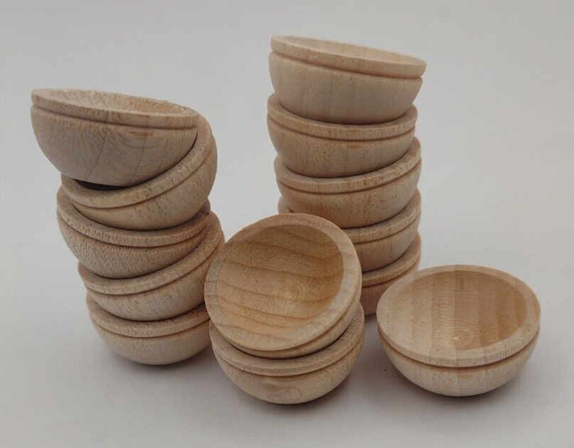 Dollhouse Mini 3/4" Salad Serving Bowl Unfinished Wooden 12pc Packs Lot #M006