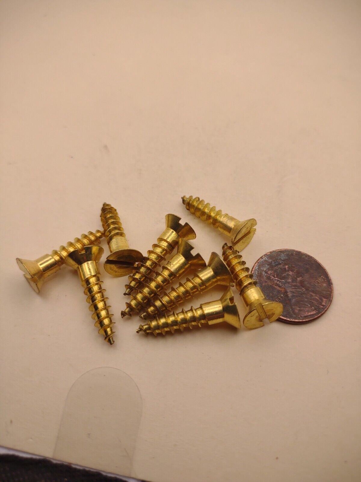 #10 x 7/8" NOS Flat Head Slotted Brass Wood Screws Pack of (10) BOX0254P