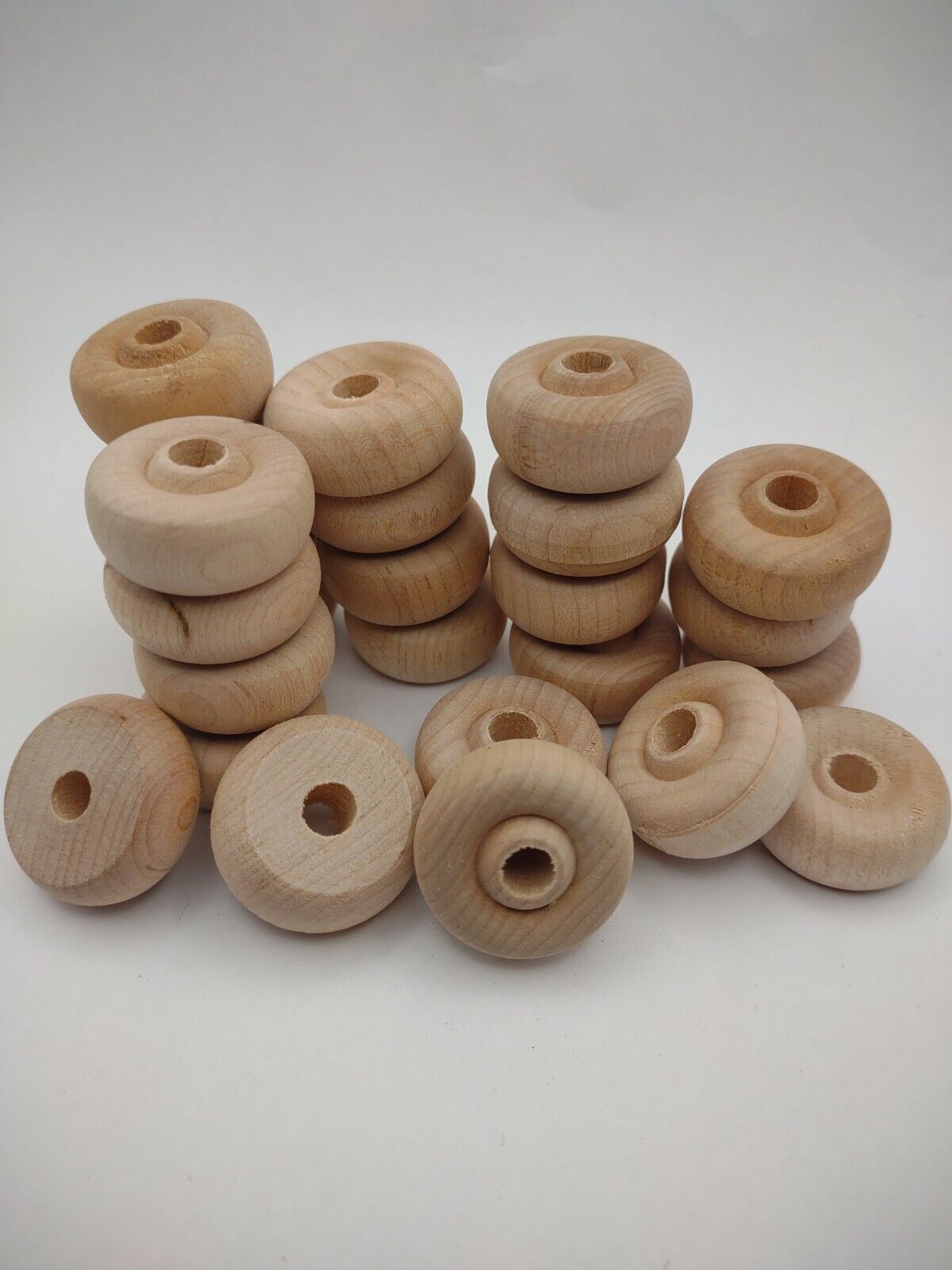 1" x 1/2" x 7/32" Unfinished Wooden Fat Toy Wheel 24pc Packs Lot #TW04