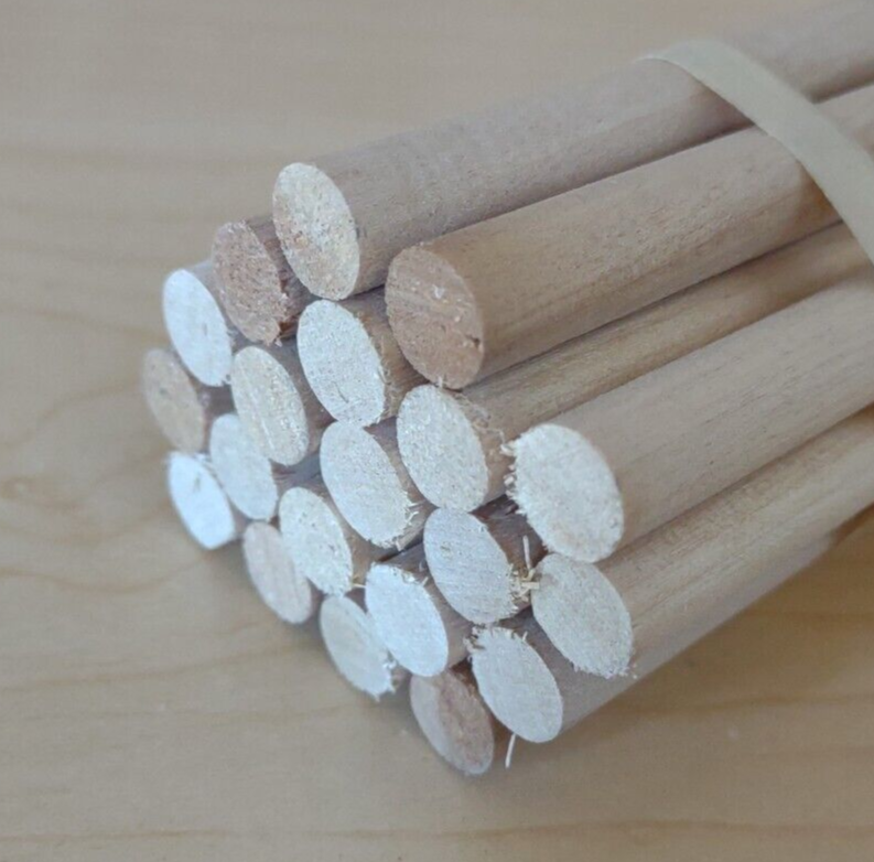 3/8" x 7-15/16" BIRCH Unfinished Wood Dowel Rods 20pc Packs Lot #DR05