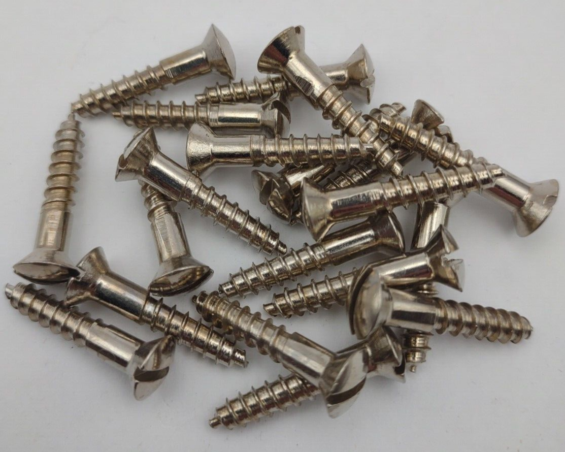 #9 x 1" Nickel Plated Oval Head Slotted Steel Wood Screws (20) Packs #csp17