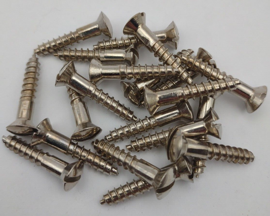#9 x 1" Nickel Plated Oval Head Slotted Steel Wood Screws (20) Packs #csp17