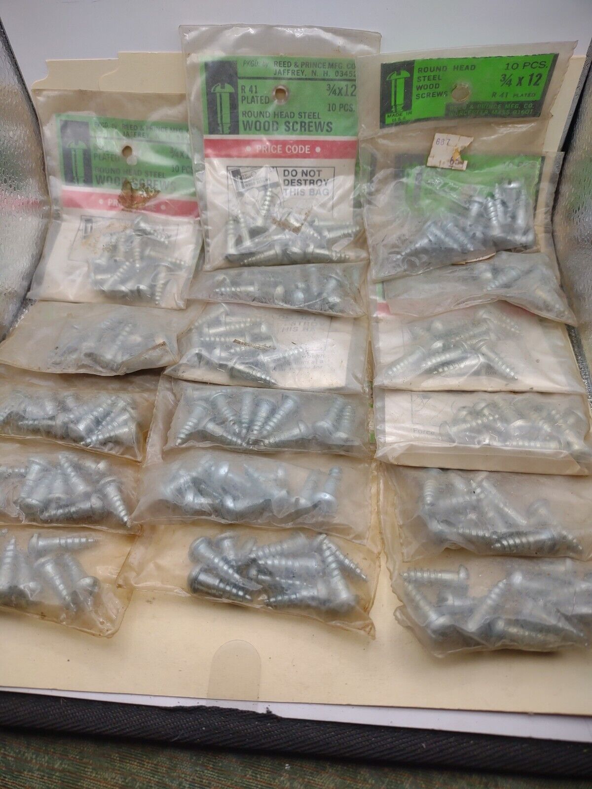 #12 x 3/4" Slotted Round Head Reed & Prince Wood Screws (170pcs) NOS Lot RP105