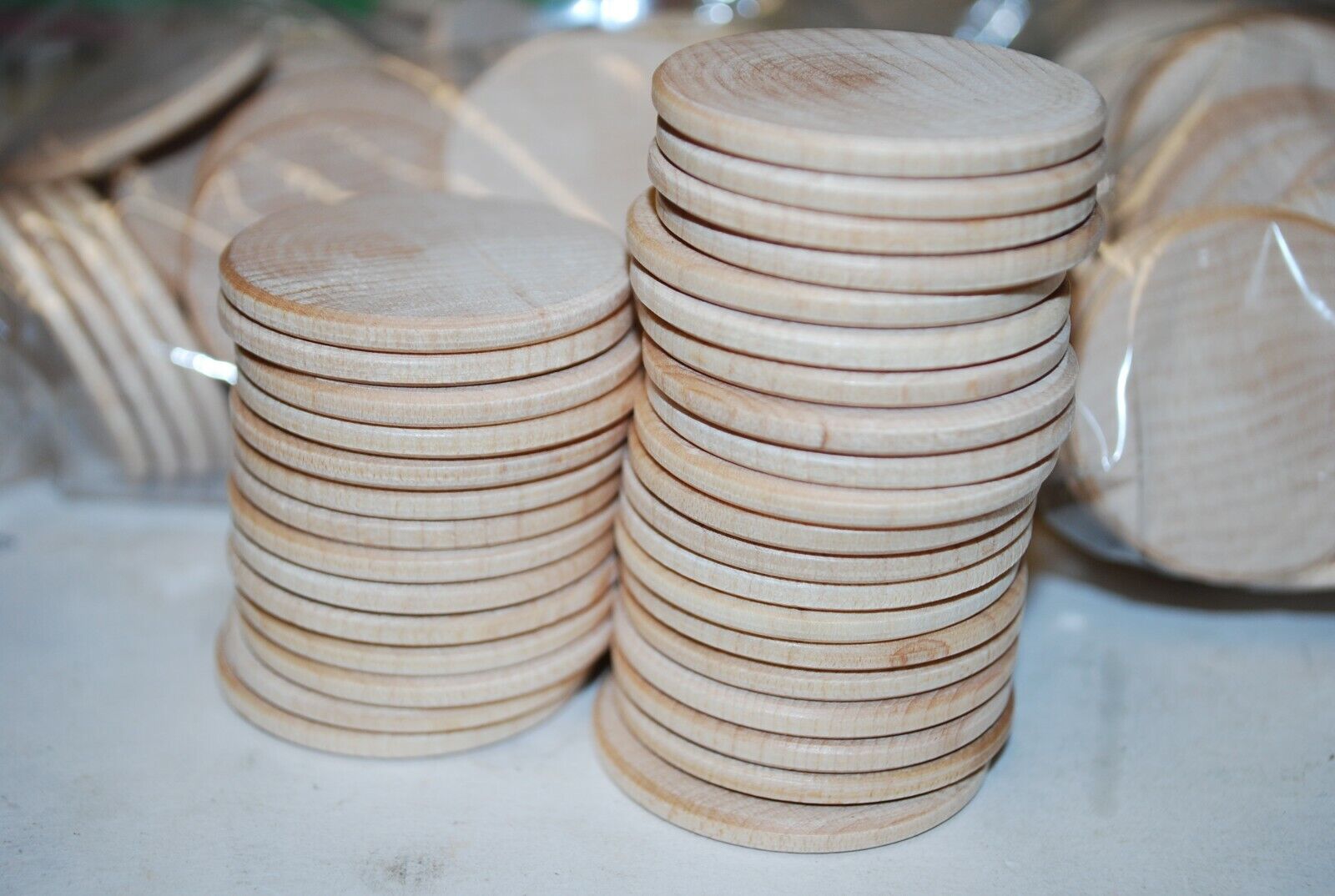 1.5" Unfinshed Wooden Disc / Coin / Medallion / Token / Poker Chip Lot of (220)