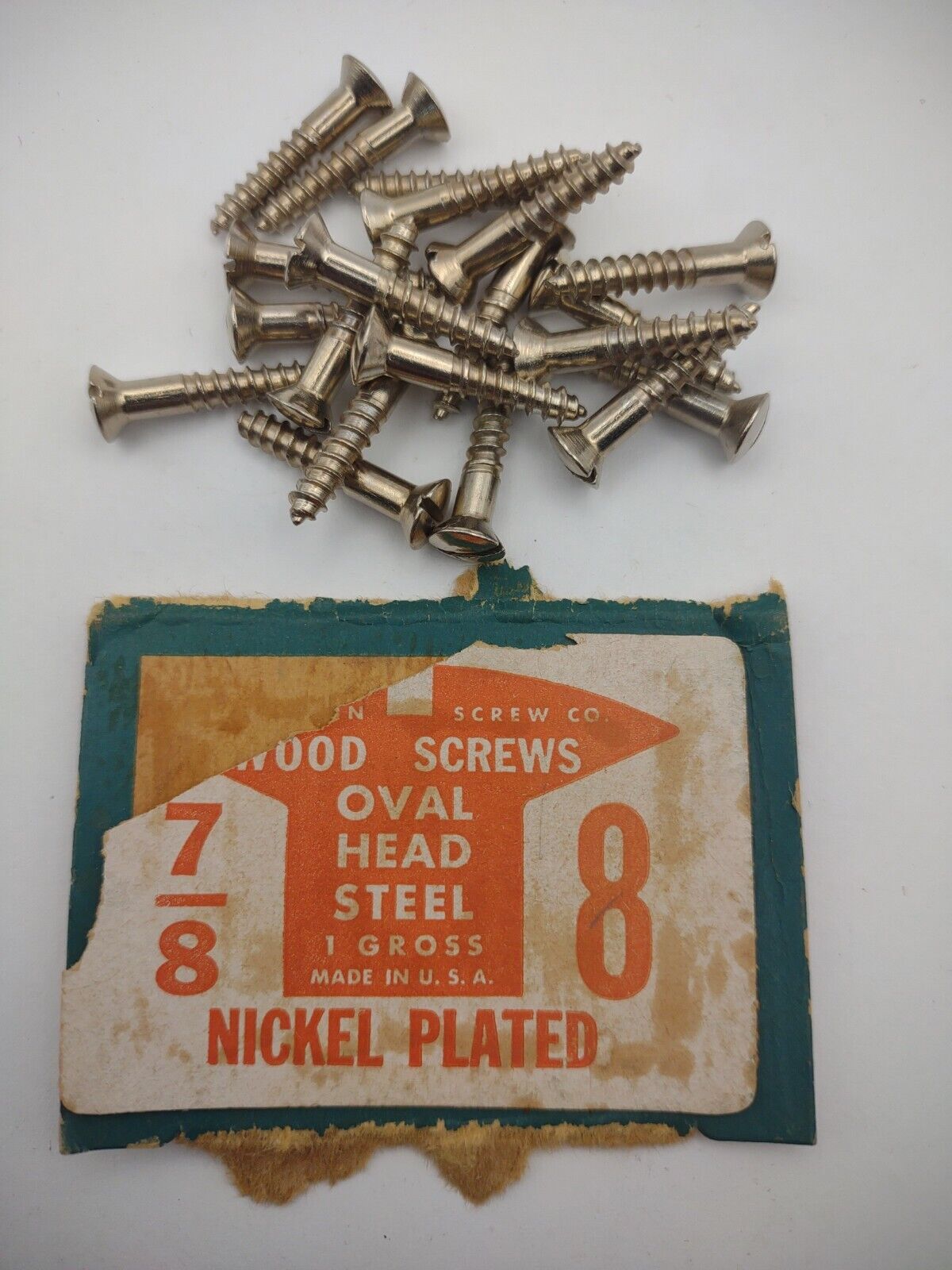 #8 x 7/8" Nickel Plated Oval Head Slotted Steel Wood Screws (20) Packs #csp07