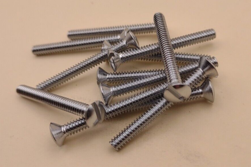 6-32 x 1-1/4" Oval Head Slotted Chrome Brass Machine Screws (12 pack) NOS CBMS06