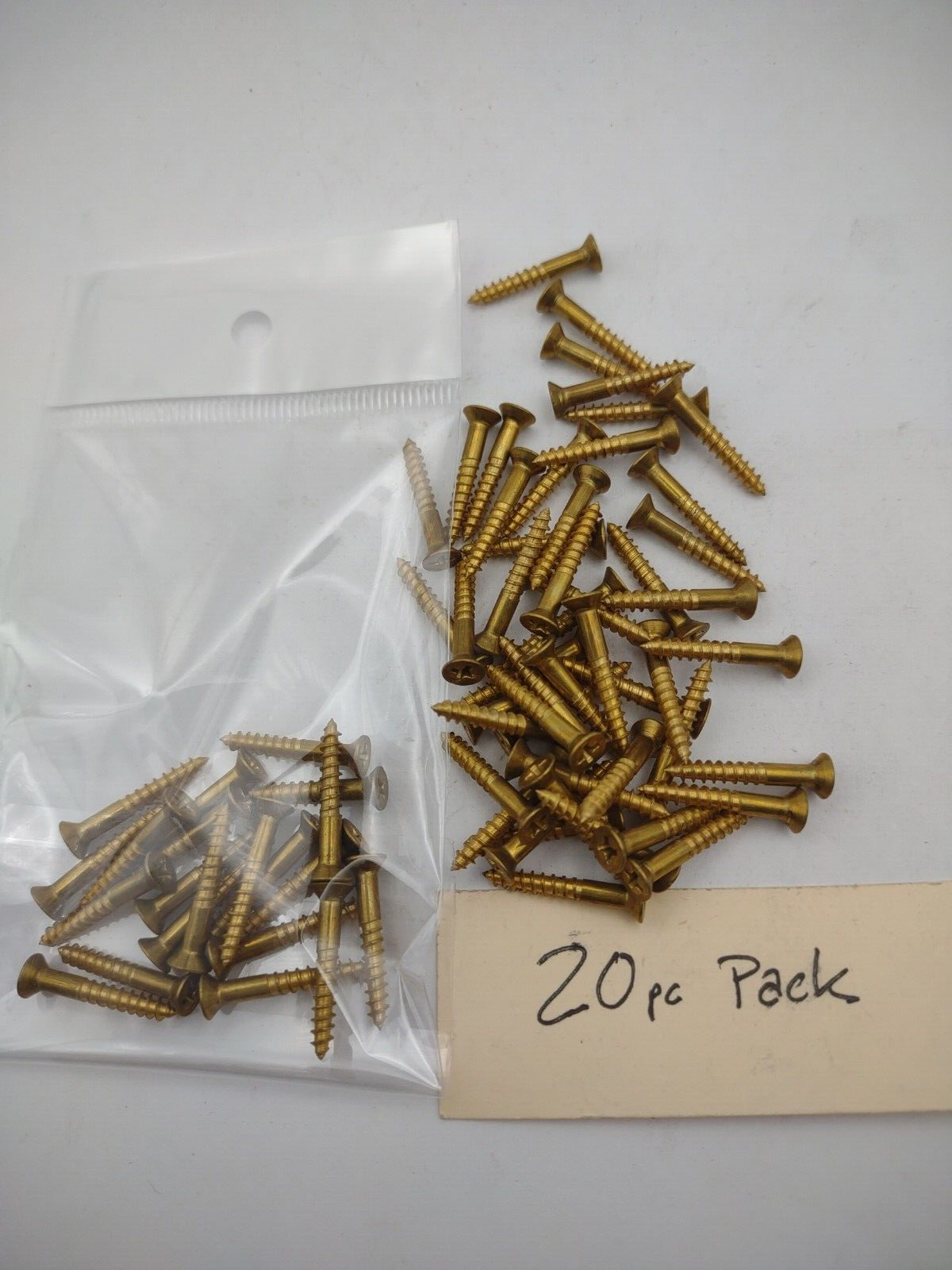 #4 x 3/4" Solid Brass Phillips FH Wood Screws (20) Pack- NOS - A022p
