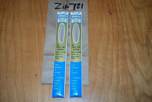 N.O.S. J&P Coats 12" Metal Zipper 16 Ecru - (Lot of 2 packs) - zip721