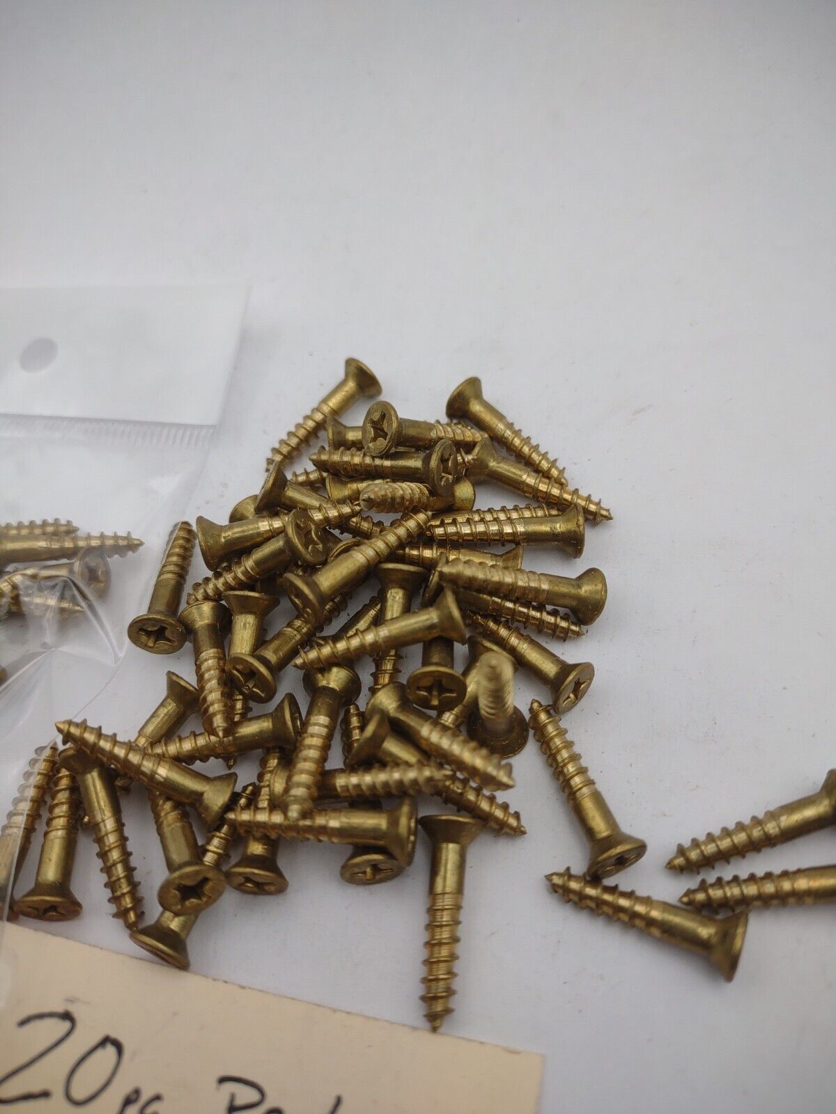 #6 x 3/4" Solid Brass Phillips FH Wood Screws (20) Pack- NOS - A014p