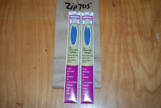 N.O.S. J&P Coats 7" Metal Zipper 5 Copenhagen - (Lot of 2 packs) - zip705