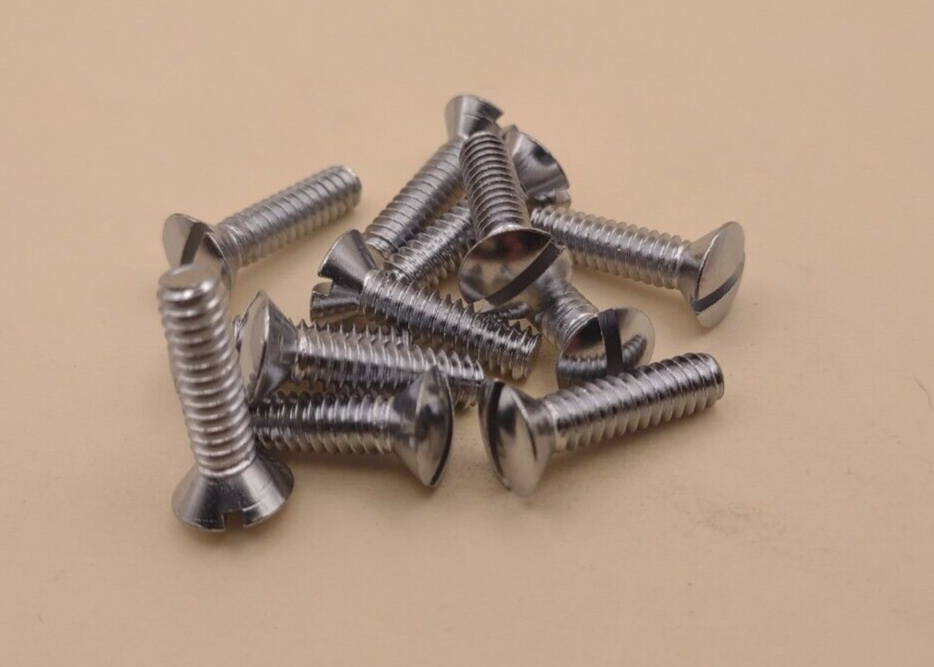10-24 x 3/4" Oval Head Slotted Chrome Brass Machine Screws (12 pack) NOS CBMS28