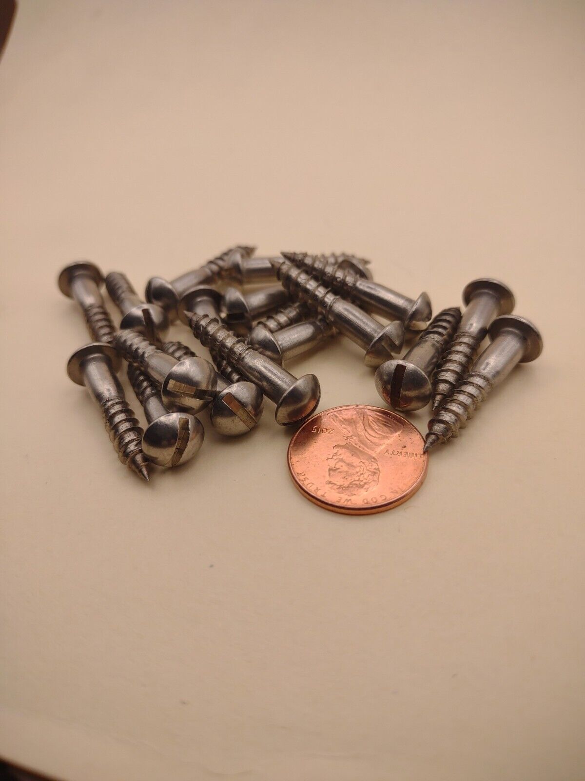 #10 x 1" 18-8 Stainless Round Head Slotted Marine Wood Screws (20) pack SSWS45b