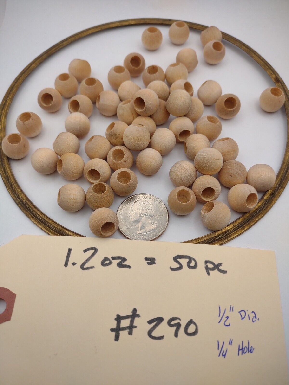 1/2" Dia. 1/4" hole Unfinished Wood Round Ball Dowel Cap 50pc Packs Lot #DC05