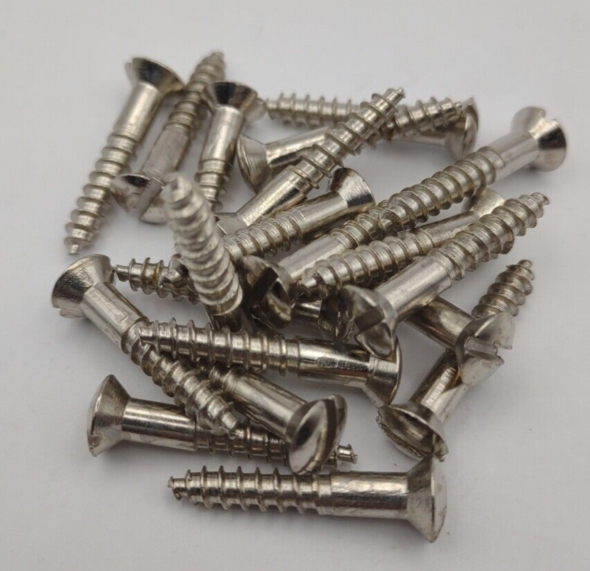 #8 x 1" Nickel Plated Oval Head Slotted Steel Wood Screws (20) Packs #csp09