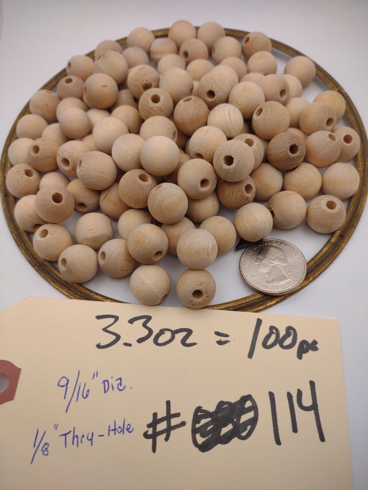 1/2" Dia 1/8" hole Unfinished Wood Round Ball Beads 100pc Packs Lot #WB01