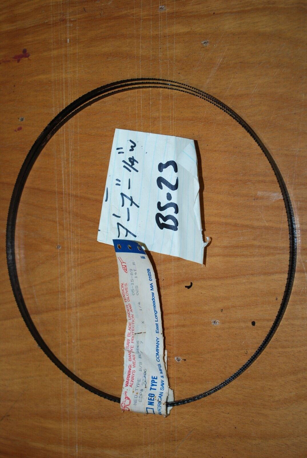 91" (7'-7") x 1/4" 14 TPI R Neo Band Saw Blade - LENNOX USA - NOS - BS-23