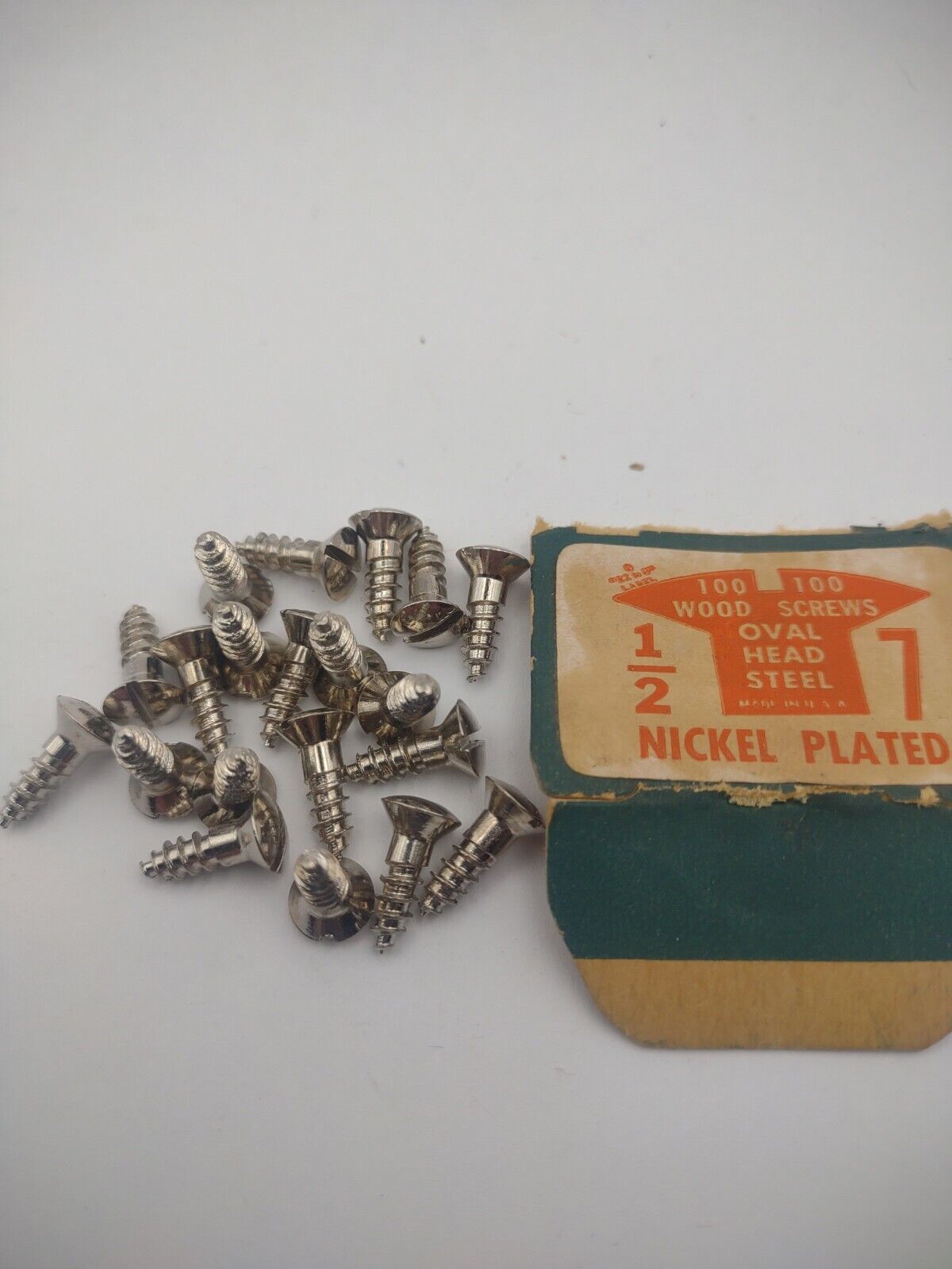 #7 x 1/2" Nickel Plated Oval Head Slotted Steel Wood Screws (20) Packs #csp01