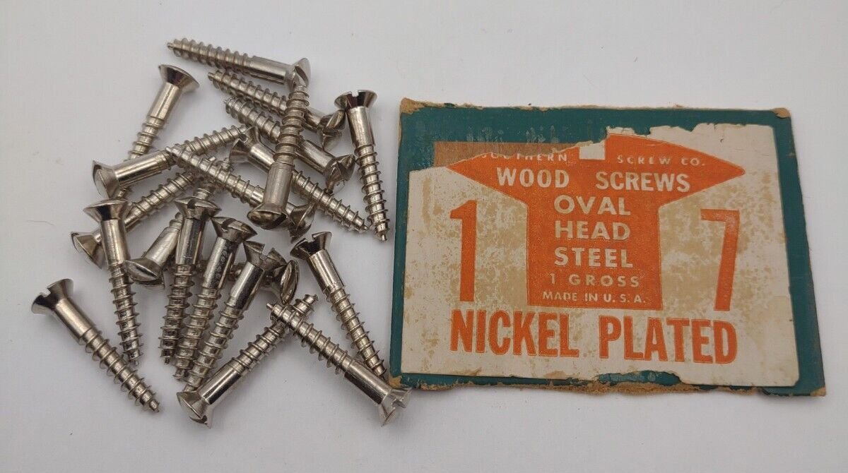#7 x 7/8" Nickel Plated Oval Head Slotted Steel Wood Screws (20) Packs #csp03