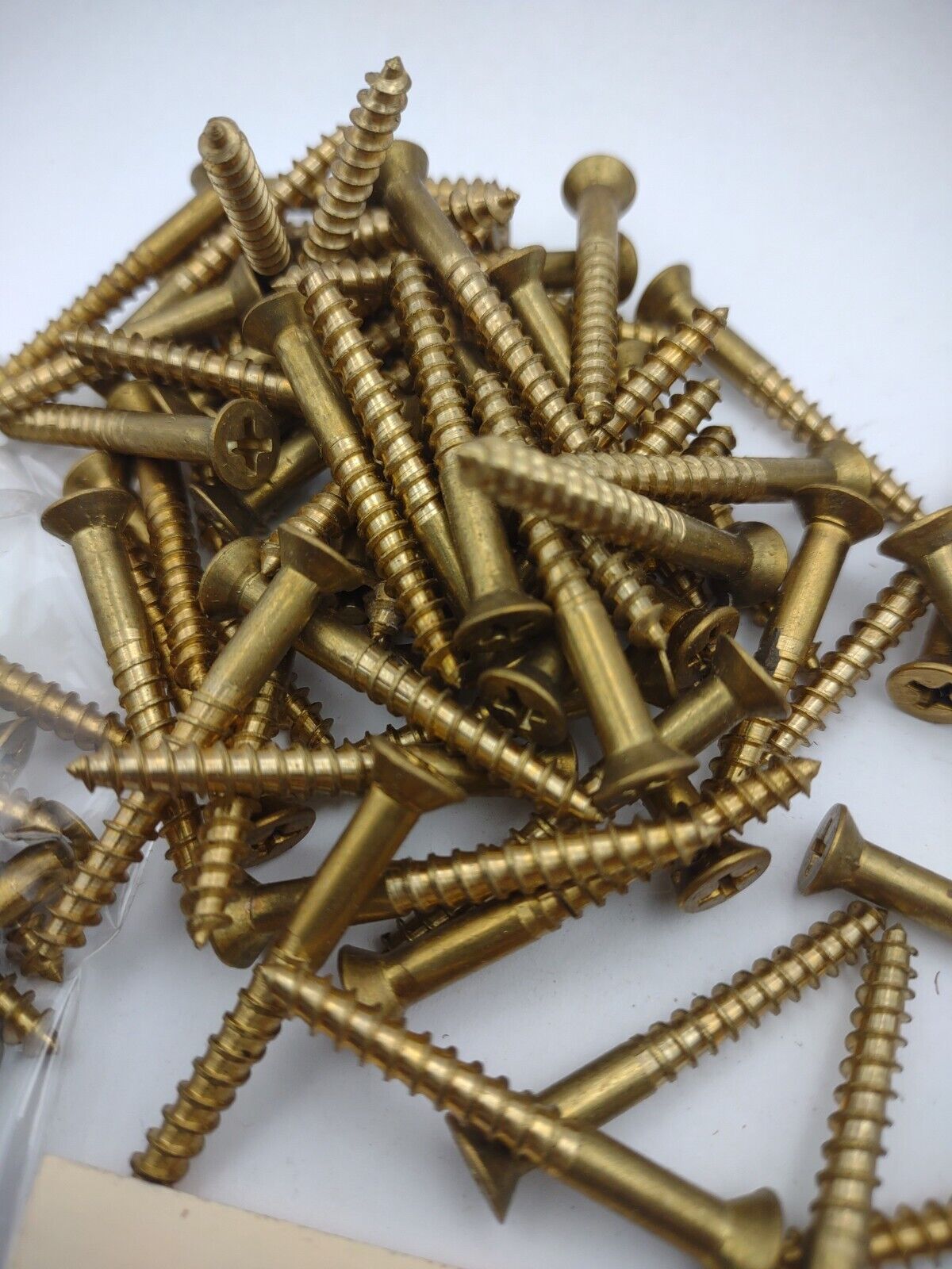 #8 x 1-1/2" Solid Brass Phillips FH Wood Screws (20) Pack- NOS - A006p