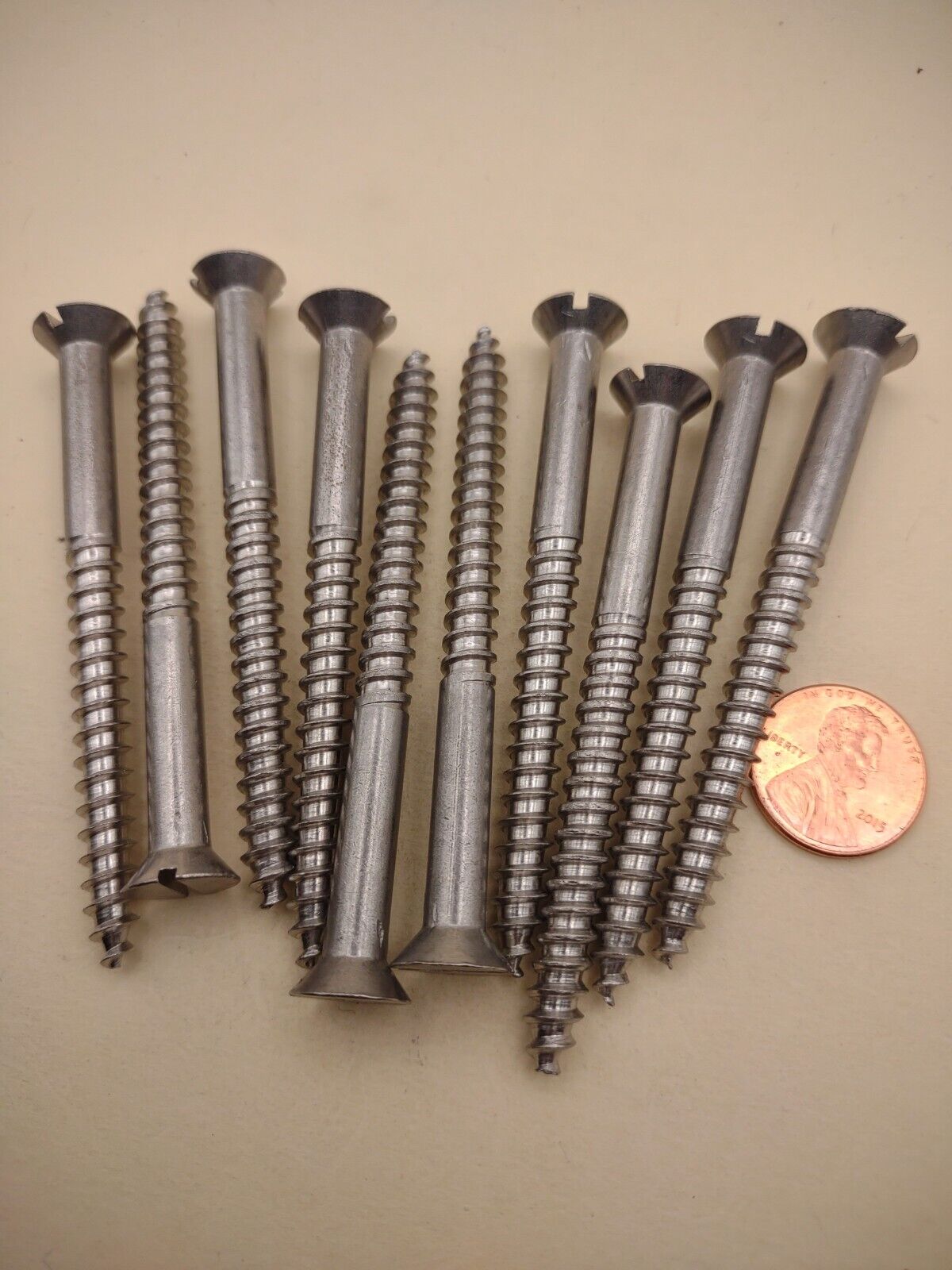#14 x 3" 18-8 Stainless Flat Head Slotted Marine Wood Screws (10 pack SSWS28