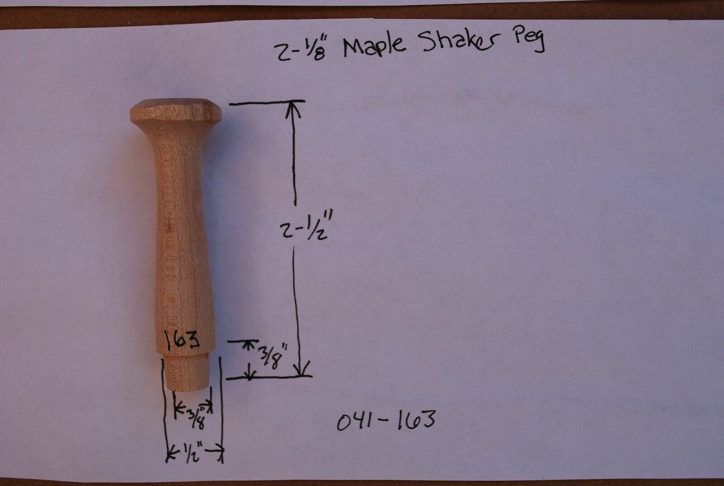 2-1/8" Unfinished Hardwood Shaker Peg 25pc Packs Lot #SP06