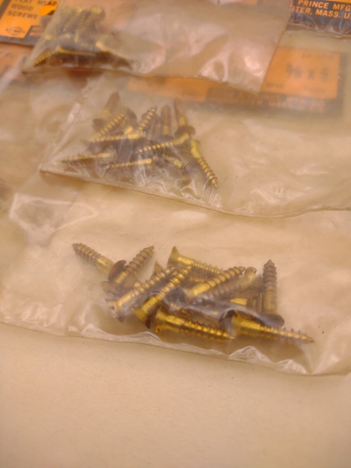 #5 x 5/8" Slotted Flat Head Reed & Prince BRASS Wood Screws (63pcs) Lot RP061