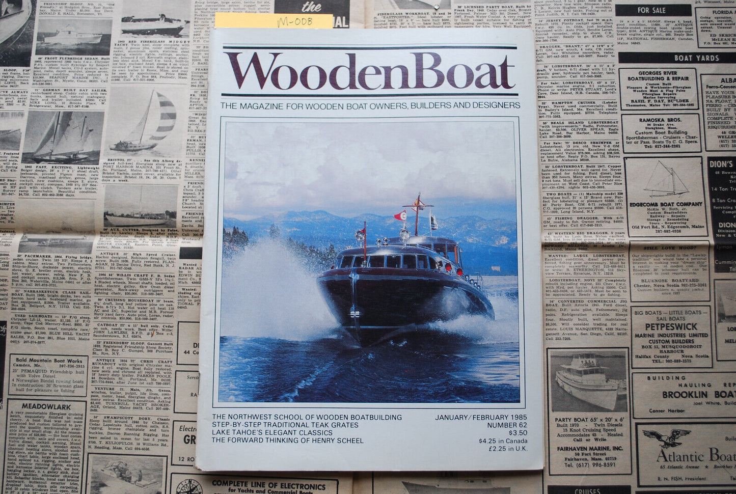 WoodenBoat Magazine "lake Tahoe Elegant Classics" Jan / Feb 1985 No. 62 - M-008