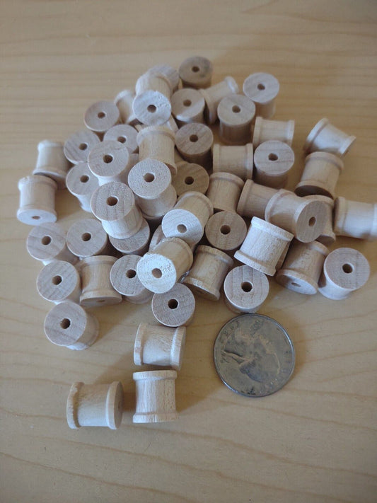 1/2" x 1/2" x 3/32" hole Unfinished Wooden Mini Spools (50pc) Lot Packs Lot #S02