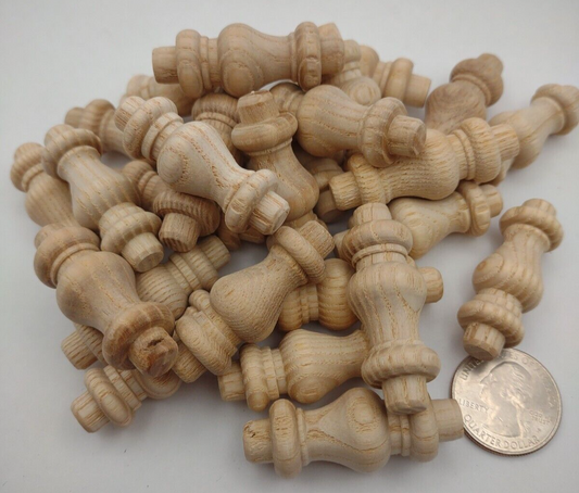1-11/16" x 5/8" Unfinished Wooden Mini Spindles *OAK* (25pc) Packs Lot #SPIN06