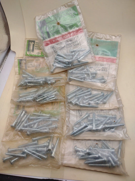 #7 x 1" Slotted Round Head Reed & Prince Wood Screws (135pcs) NOS Lot RP089