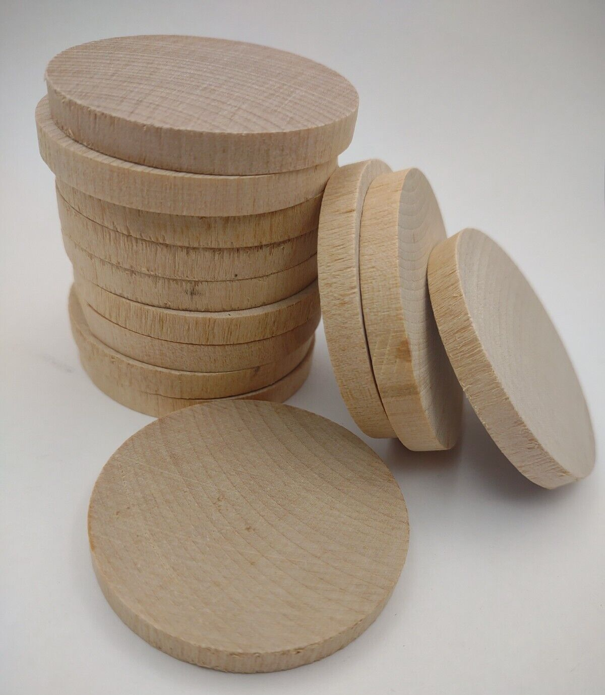 2" Unfinished Wooden Disc / Medallion / Token / Poker Chip Lot of (12) #D02
