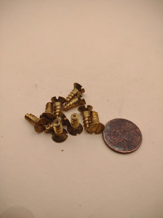 #8 x 1/2" NOS Flat Head Slotted Brass Wood Screws Pack of (10) BOX0245P