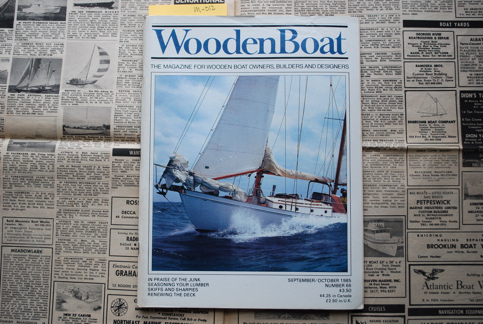 WoodenBoat Magazine "Seaosoning Your Lumber" Sept / Oct 1985 No. 66 - M-012