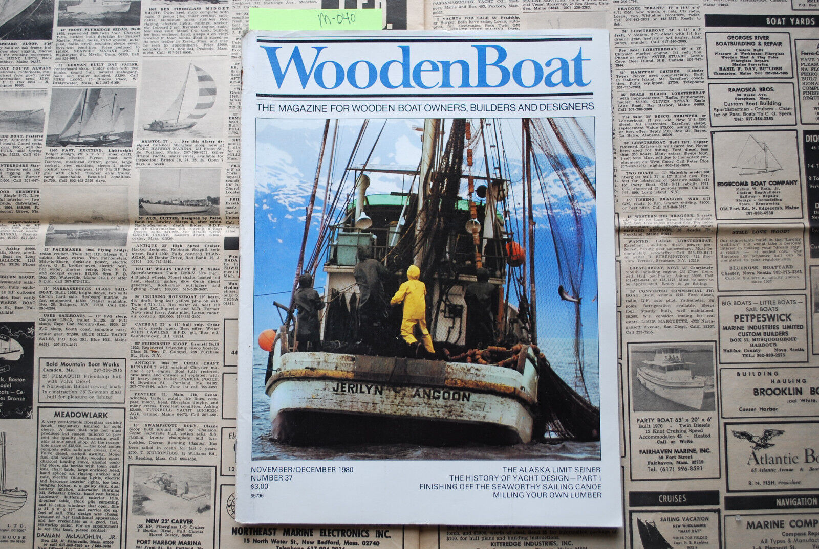 WoodenBoat Magazine "Milling Your Own Lumber" Nov/Dec 1980 No. 37  M-040