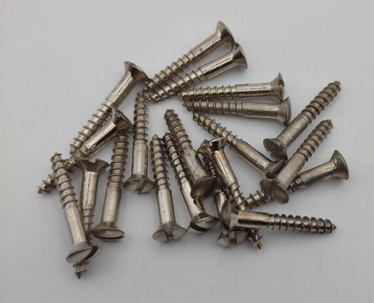 #4 x 3/4" Chrome Brass Oval Head Slotted Marine Wood Screws (20) pack CBWS04