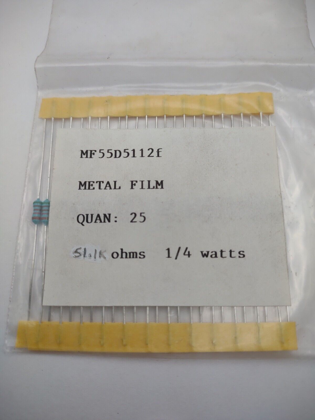 51.1k 1/4 Watt 1% MF55D 51152F Metal Film Resistors Pack lot qty (25) 05