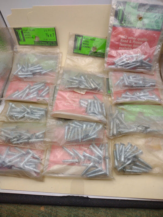 #7 x 7/8" Slotted Flat Head Reed & Prince Wood Screws (210pcs) NOS Lot RP021