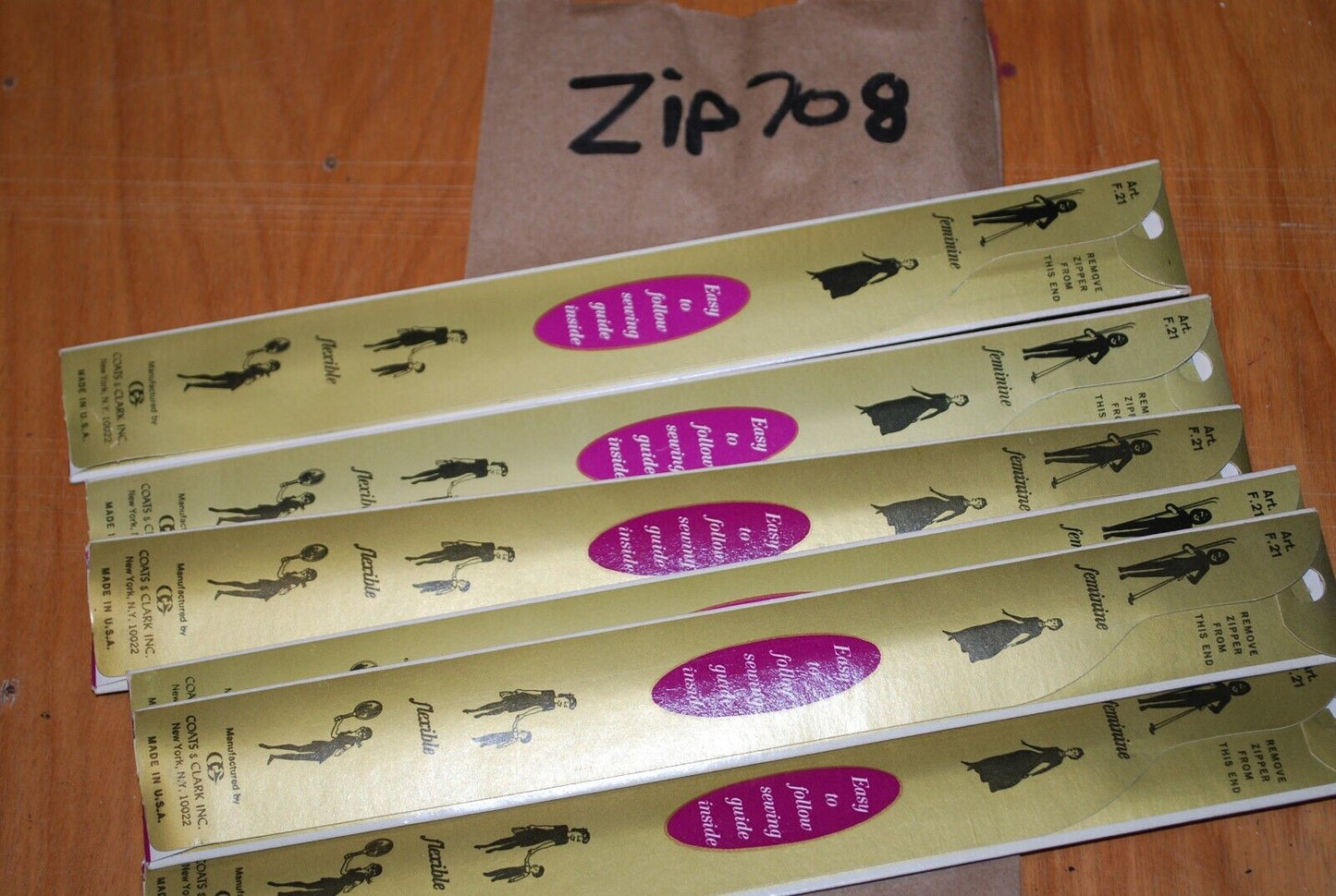 N.O.S. J&P Coats 9" Metal Zipper 128-A Atom Red - (Lot of 6 packs) - zip708