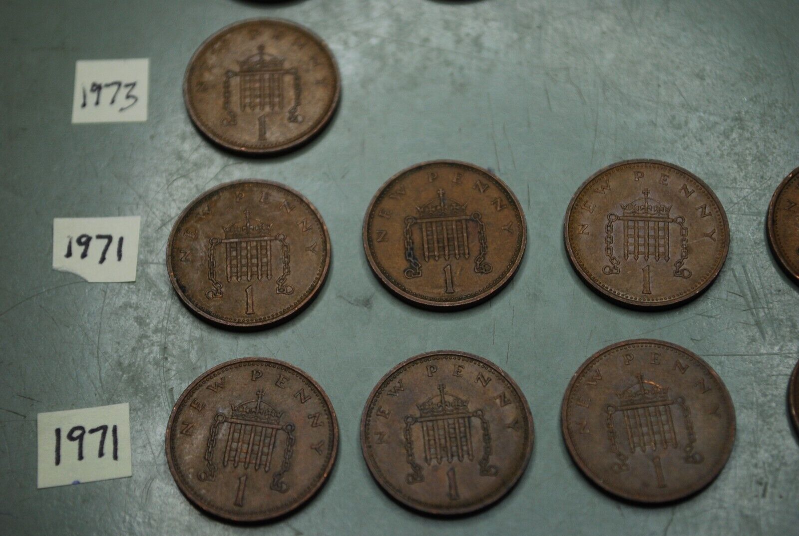 Lot of (22) 1971-1979 British UK 1p New Penny Coins