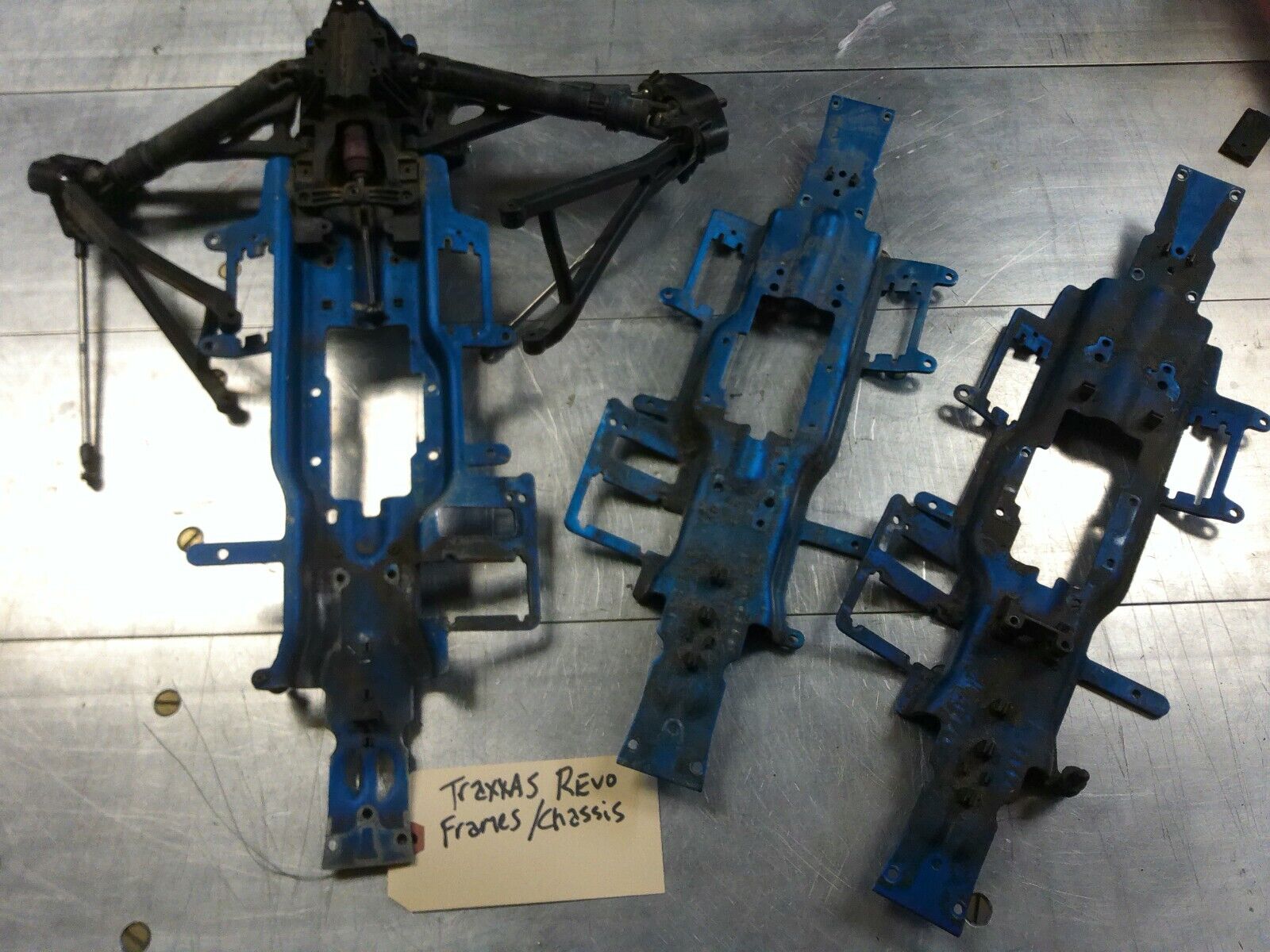 Lot of used Traxxas Revo Frame / Chassis Plates and Parts, Dirty but reusable