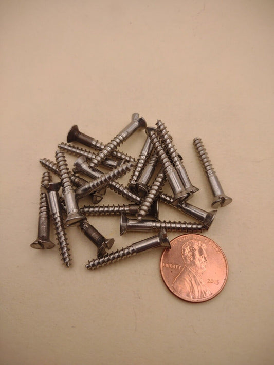#6 x 1" 18-8 Stainless Flat Head Slotted Marine Wood Screws (20) pack SSWS04