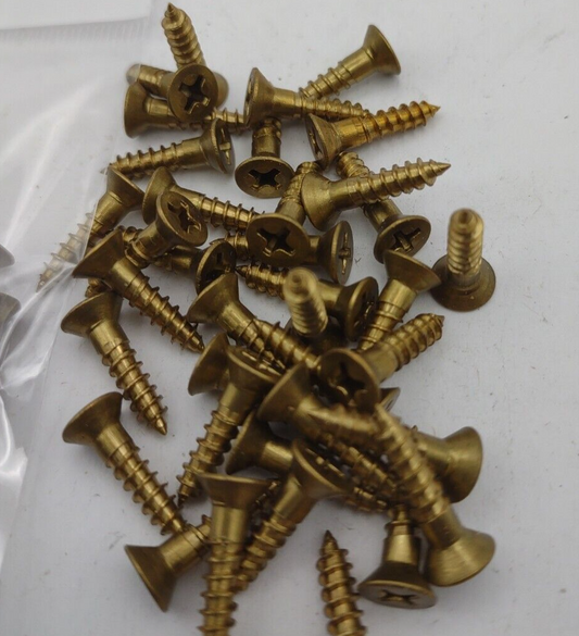 #6 x 5/8" Solid Brass Phillips FH Wood Screws (100) Box Pack- NOS - A013