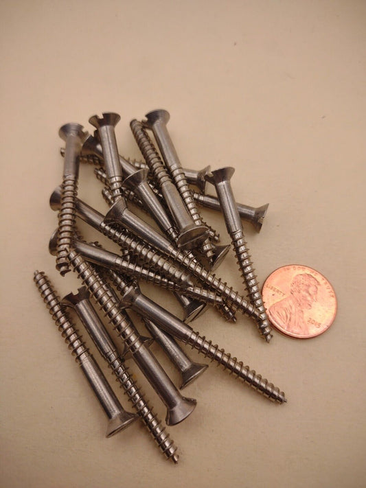 #8 x 1-3/4" 18-8 Stainless Flat Head Slotted Marine Wood Screws (20) pack SSWS12