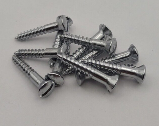 #5 x 3/4" Chrome Brass Oval Head Slotted Marine Wood Screws (12) pack CBWS11