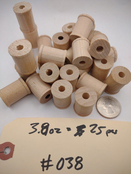 1" x 3/4" x 1/4" hole Unfinished Wooden Mini Spools (25pc) Packs Lot #S06