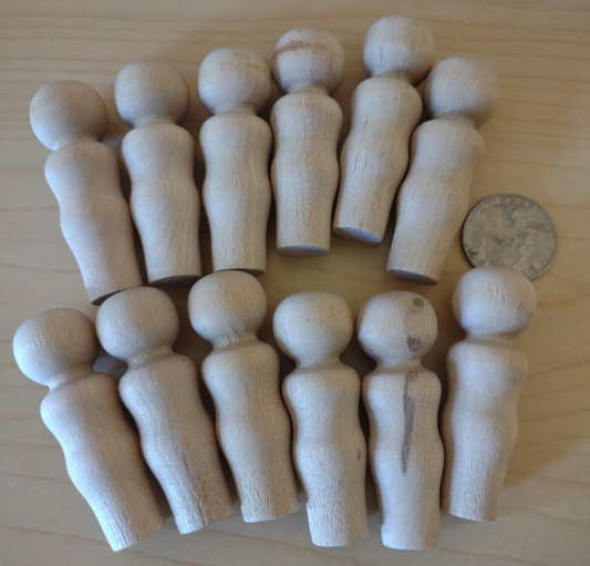 2-1/4" Unfinished Wooden Toy Doll People 12pc Packs Lot #TP02